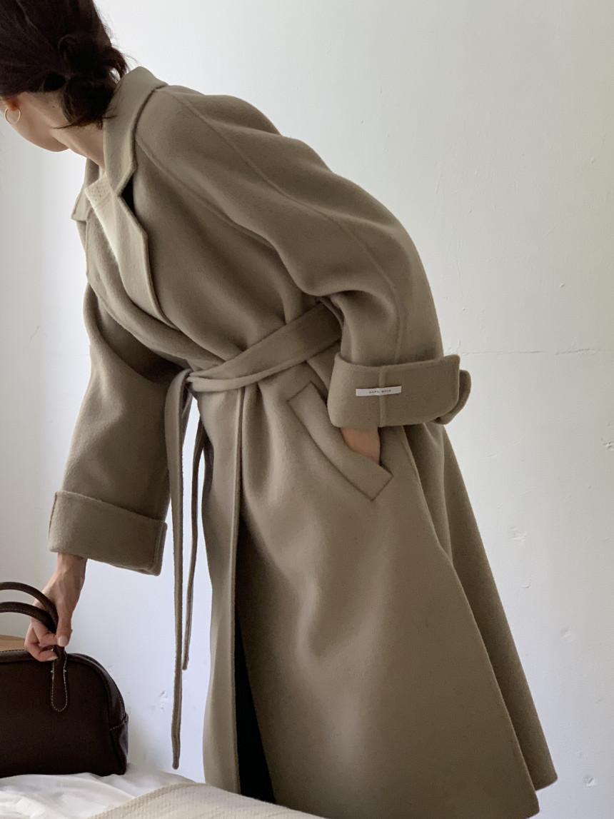 [아이메르/XS,S,F]울100 엘라 핸드메이드코트/ 키작녀 카멜코트 오버핏 빅사이즈 벨트 맥시 롱코트 상세 이미지 25