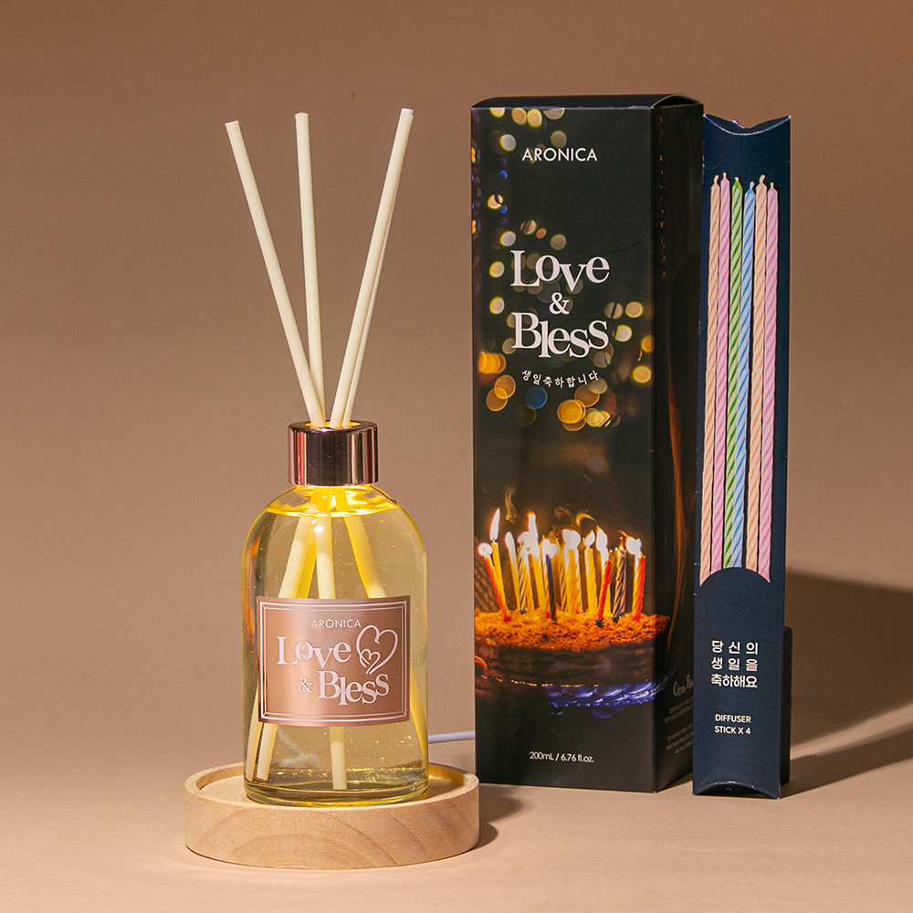 러브앤블레스 생일축하해 무드등 디퓨저 200ml 향기 인테리어소품 선물세트 - 메인 이미지