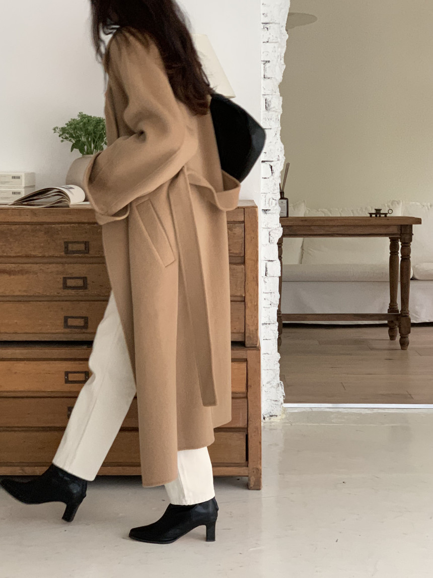 [아이메르/XS,S,F]울100 엘라 핸드메이드코트/ 키작녀 카멜코트 오버핏 빅사이즈 벨트 맥시 롱코트 상세 이미지 51