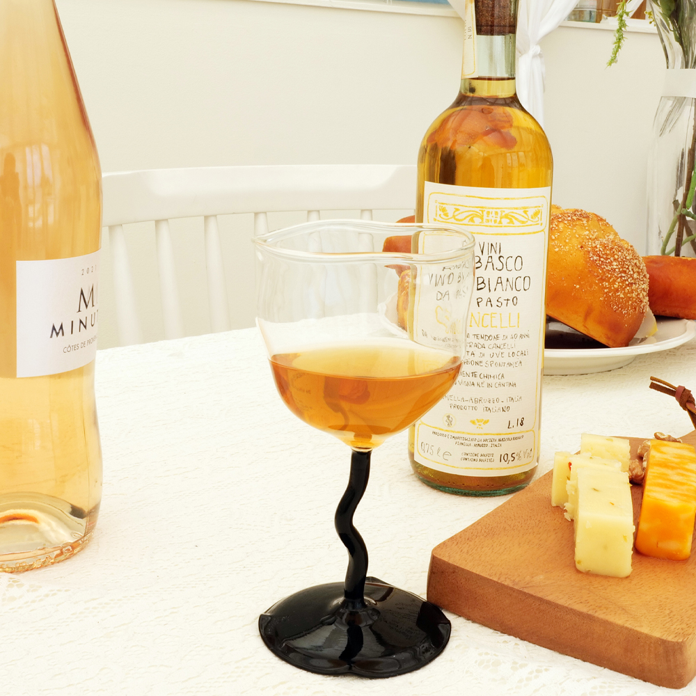 블랙 웨이브 와인잔2P / 결혼,집들이선물, 고블렛잔, 와인잔