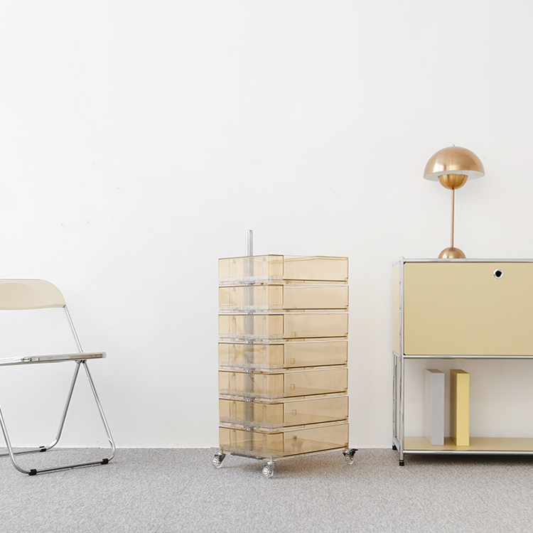 빙그리 회전서랍 트롤리 7단 투명옐로우 5528.8591