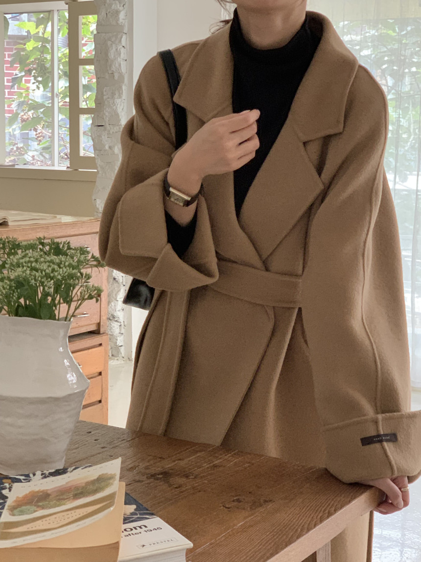 [아이메르/XS,S,F]울100 엘라 핸드메이드코트/ 키작녀 카멜코트 오버핏 빅사이즈 벨트 맥시 롱코트 상세 이미지 41