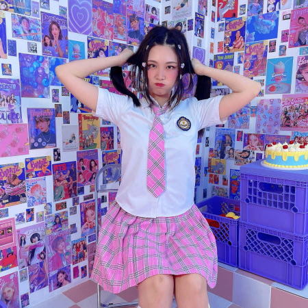 [요물편의점 협력처]할로윈 롯데월드 핑크 교복 코스튬 프로듀스101 여자 놀이동산 5종 세트