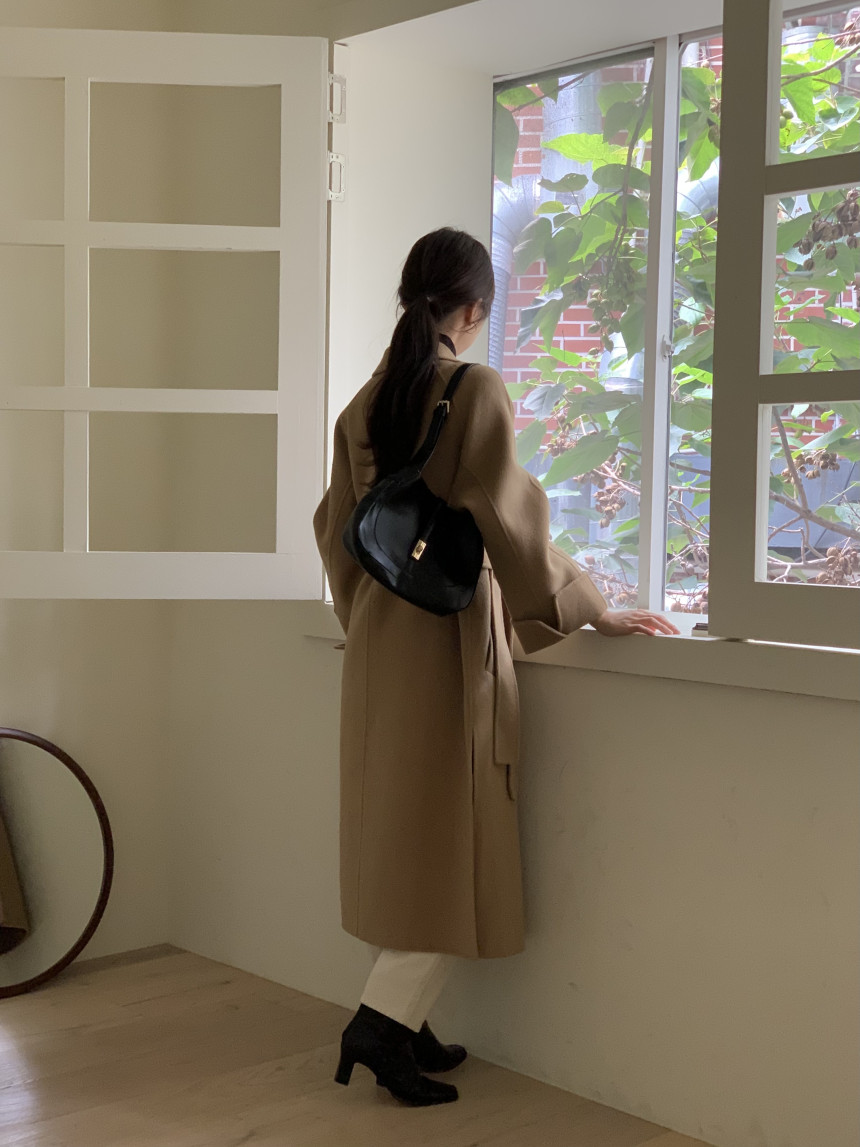 [아이메르/XS,S,F]울100 엘라 핸드메이드코트/ 키작녀 카멜코트 오버핏 빅사이즈 벨트 맥시 롱코트 상세 이미지 42
