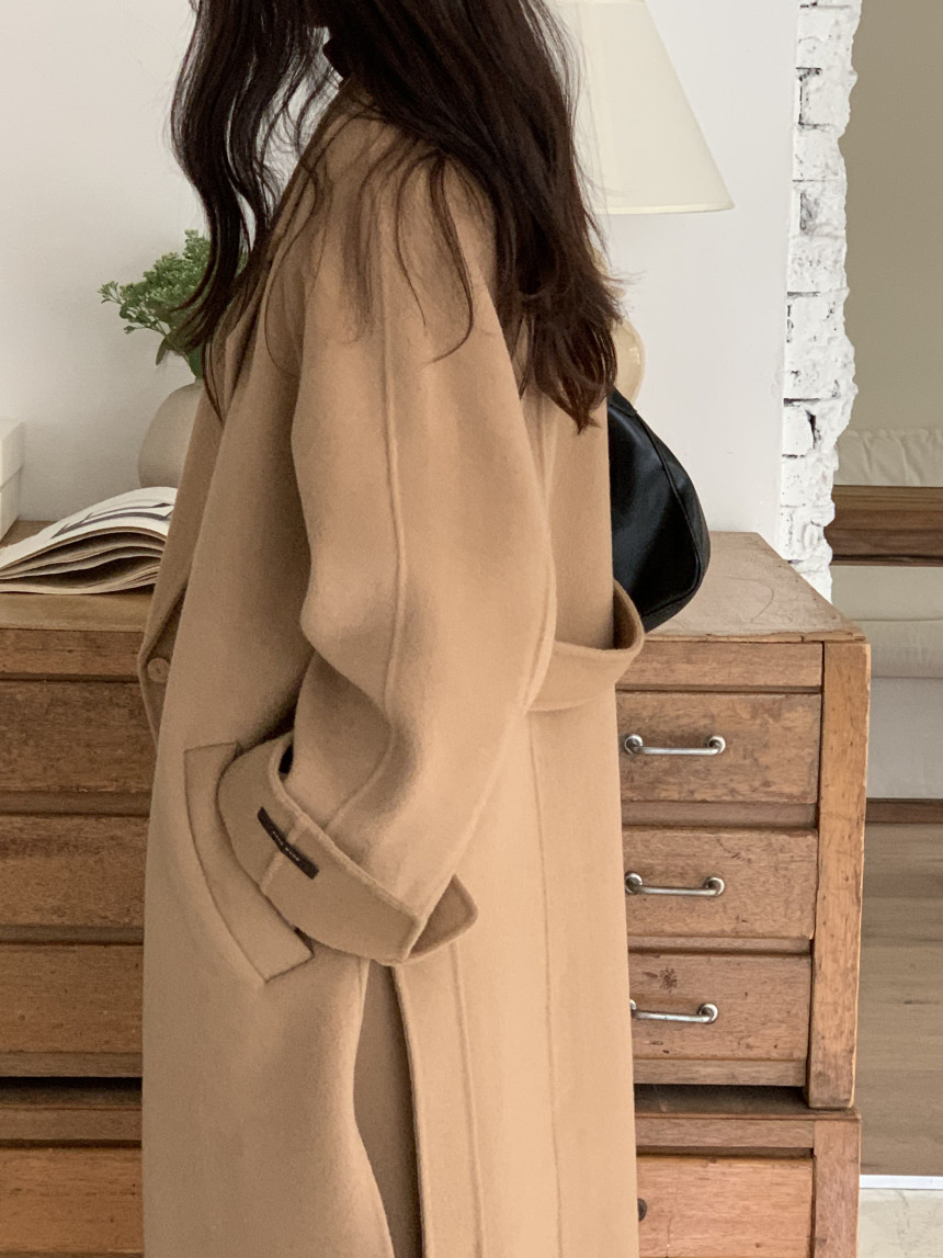 [아이메르/XS,S,F]울100 엘라 핸드메이드코트/ 키작녀 카멜코트 오버핏 빅사이즈 벨트 맥시 롱코트 상세 이미지 49