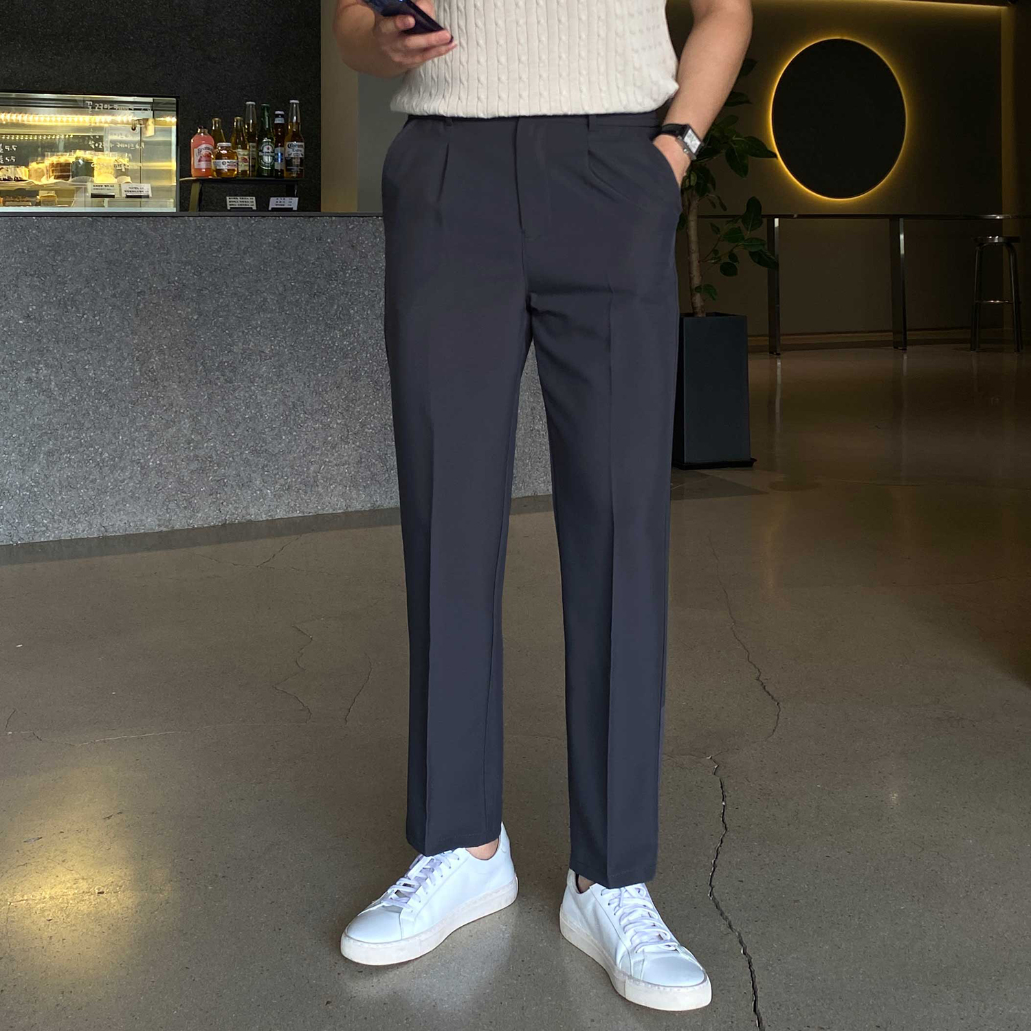 남자슬랙스 10부슬랙스 라이트그레이슬랙스 - 상세 이미지 2