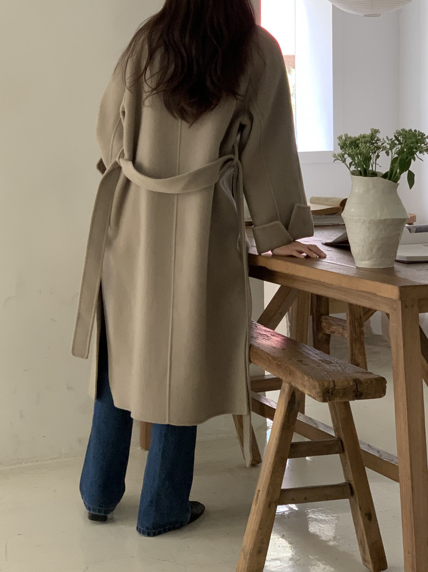[아이메르/XS,S,F]울100 엘라 핸드메이드코트/ 키작녀 카멜코트 오버핏 빅사이즈 벨트 맥시 롱코트 상세 이미지 16