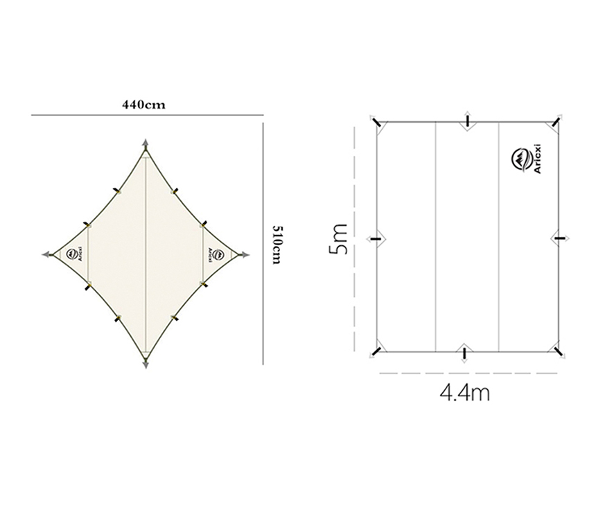 아릭시 헥사 타프 대형 캠핑 블랙코팅 타프 바람막이