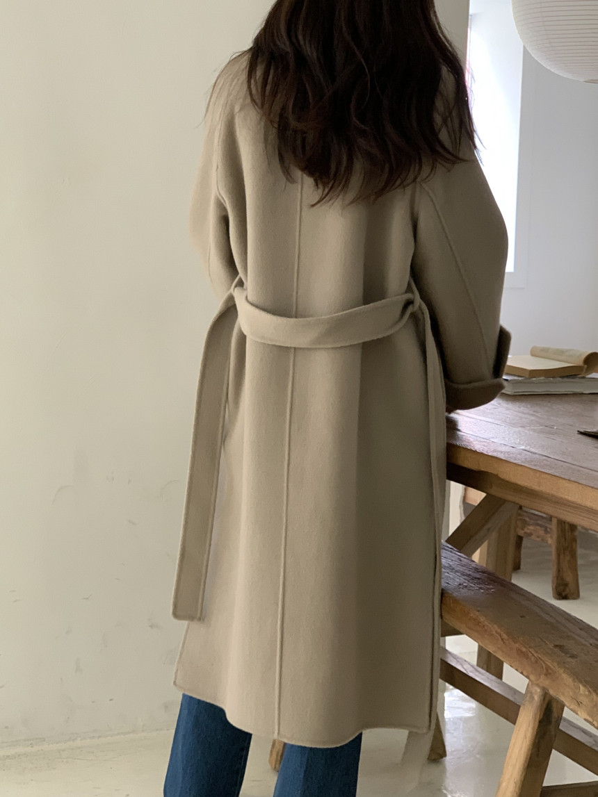 [아이메르/XS,S,F]울100 엘라 핸드메이드코트/ 키작녀 카멜코트 오버핏 빅사이즈 벨트 맥시 롱코트 상세 이미지 15