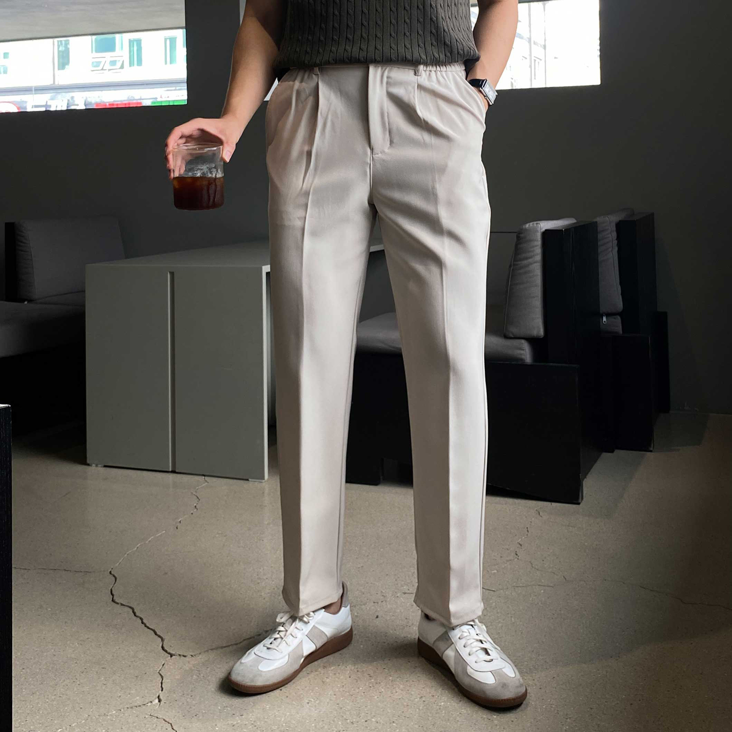 남자슬랙스 10부슬랙스 라이트그레이슬랙스 - 상세 이미지 4