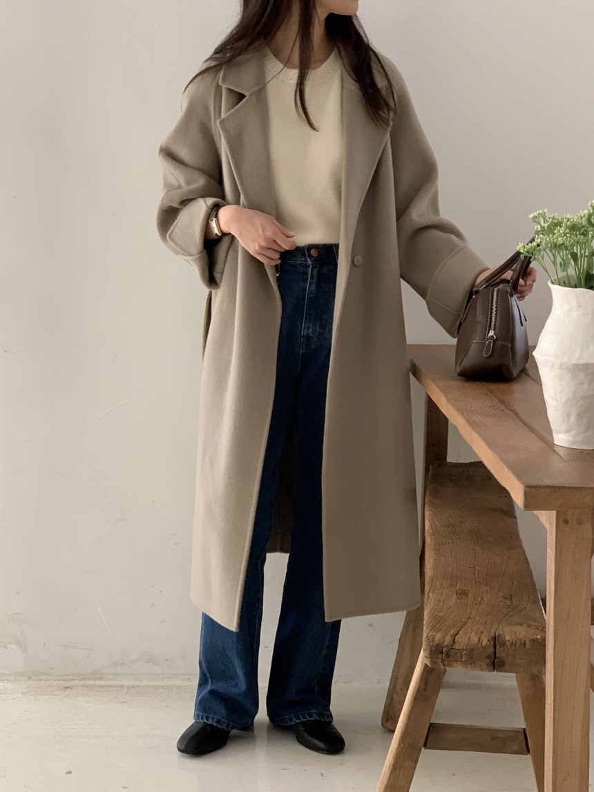 [아이메르/XS,S,F]울100 엘라 핸드메이드코트/ 키작녀 카멜코트 오버핏 빅사이즈 벨트 맥시 롱코트 상세 이미지 9