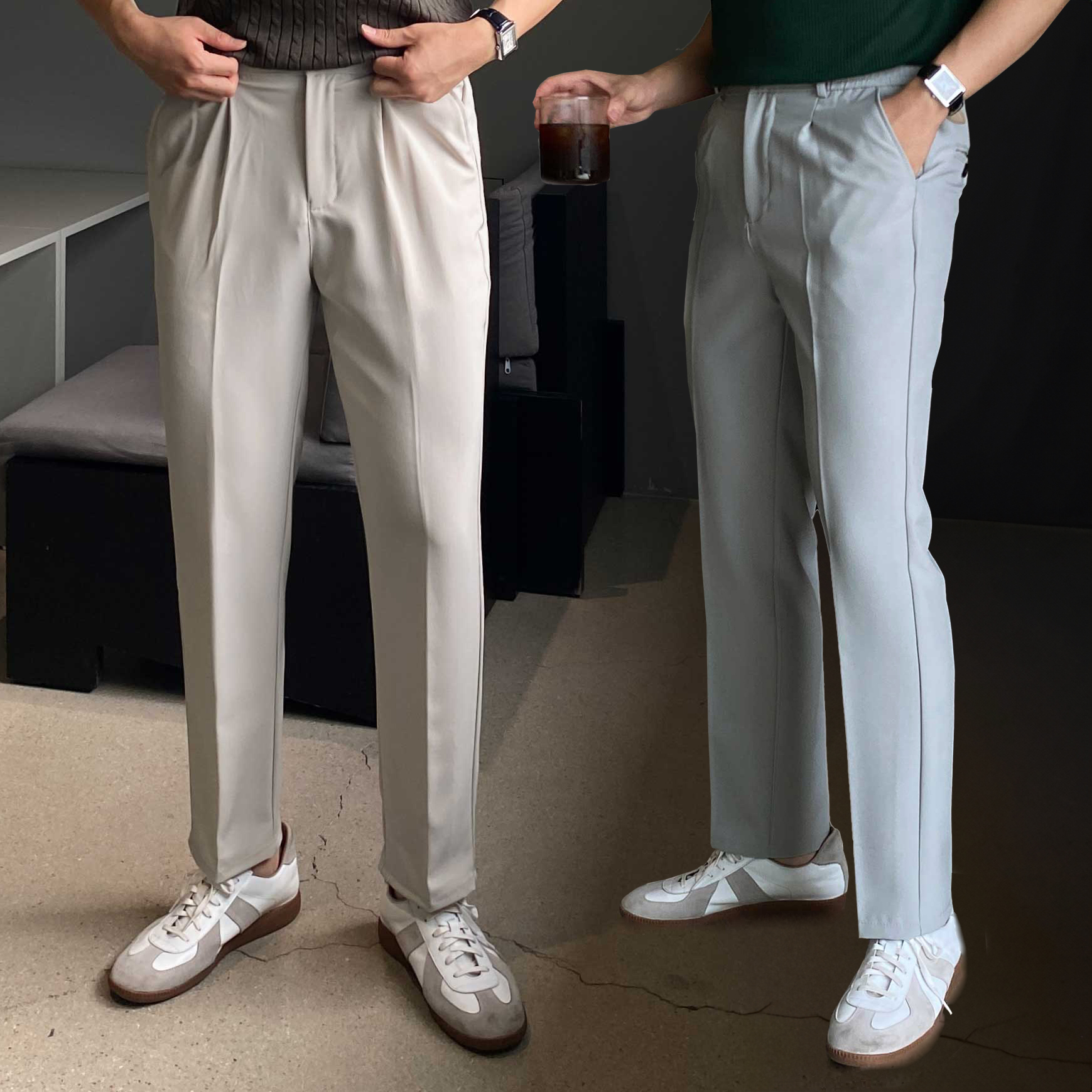 남자슬랙스 10부슬랙스 라이트그레이슬랙스 - 상품 이미지