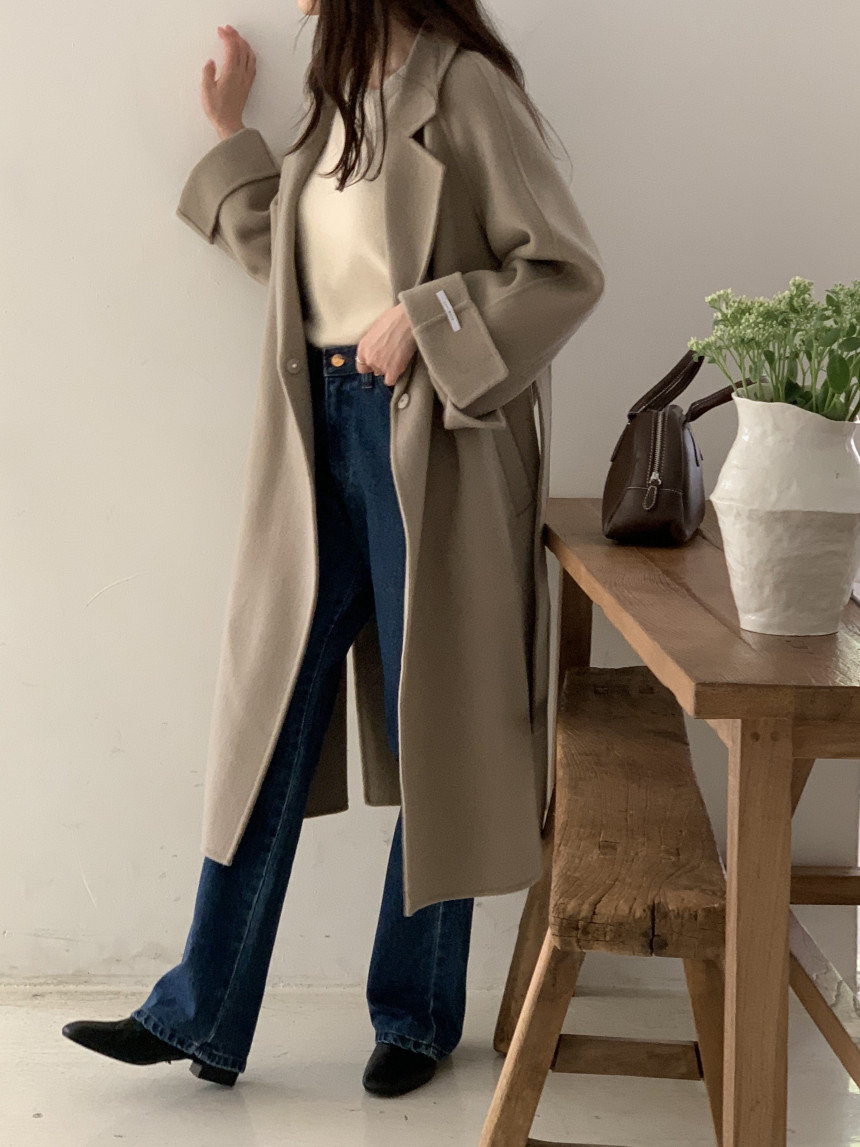 [아이메르/XS,S,F]울100 엘라 핸드메이드코트/ 키작녀 카멜코트 오버핏 빅사이즈 벨트 맥시 롱코트 상세 이미지 11