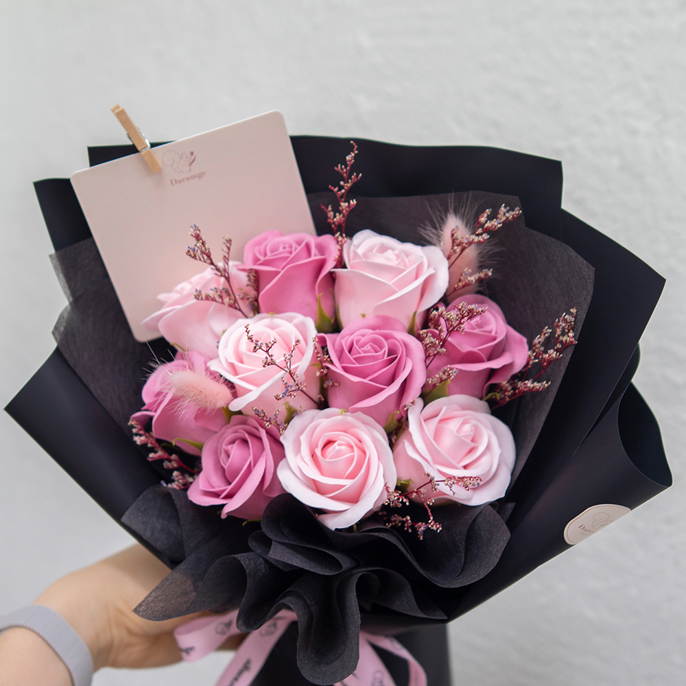 여자친구 블랙핑크 비누장미 예쁜 조화 미니꽃다발 생일선물 - 상세 이미지 3