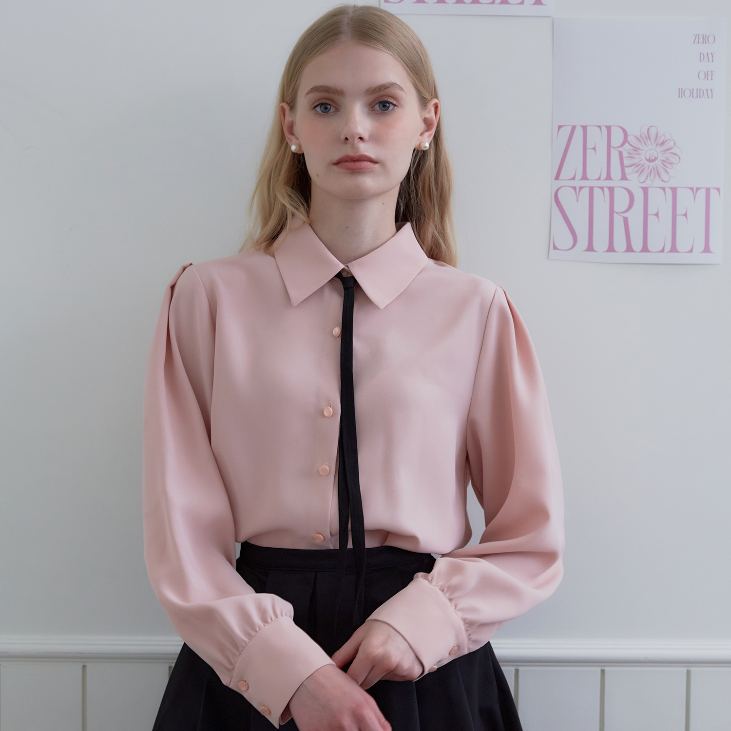 [제로스트릿][3컬러] 러블리 리본 블라우스 LOVELY RIBBON BLOUSE - 상세 이미지 5