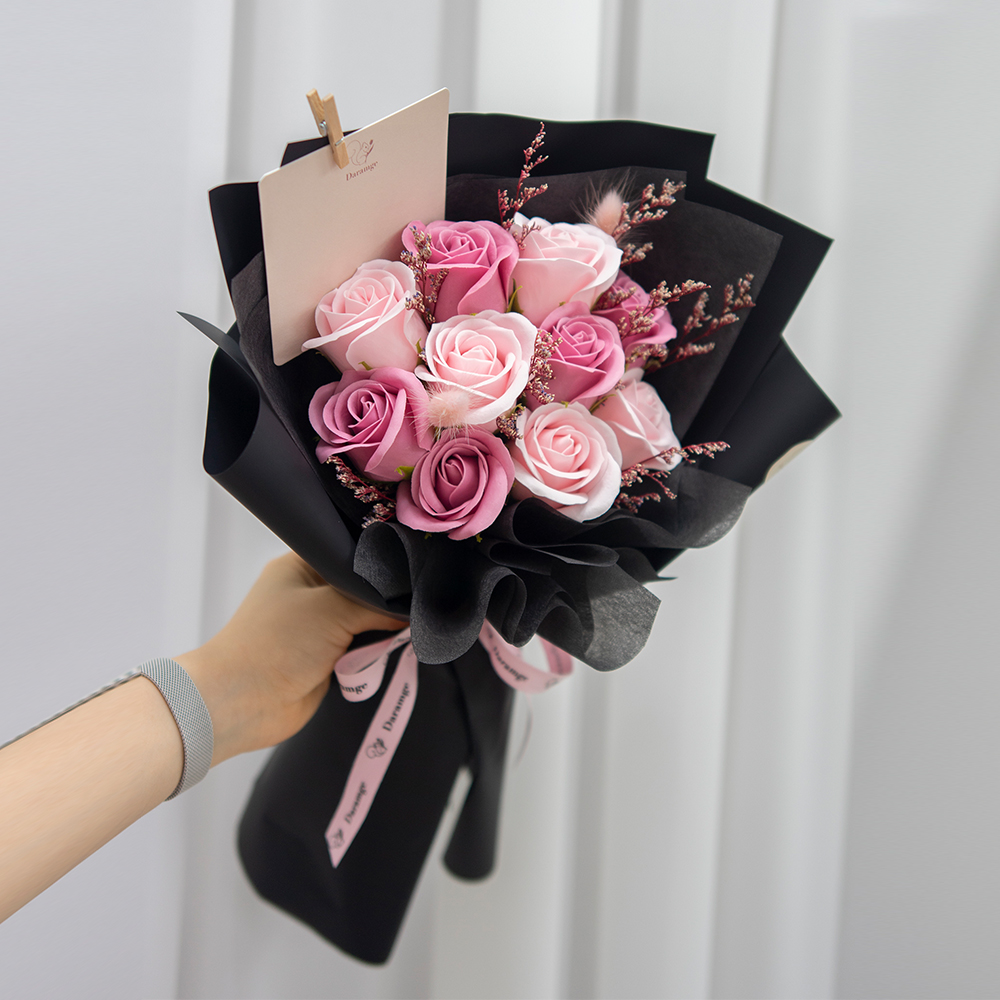 여자친구 블랙핑크 비누장미 예쁜 조화 미니꽃다발 생일선물 - 상세 이미지 4