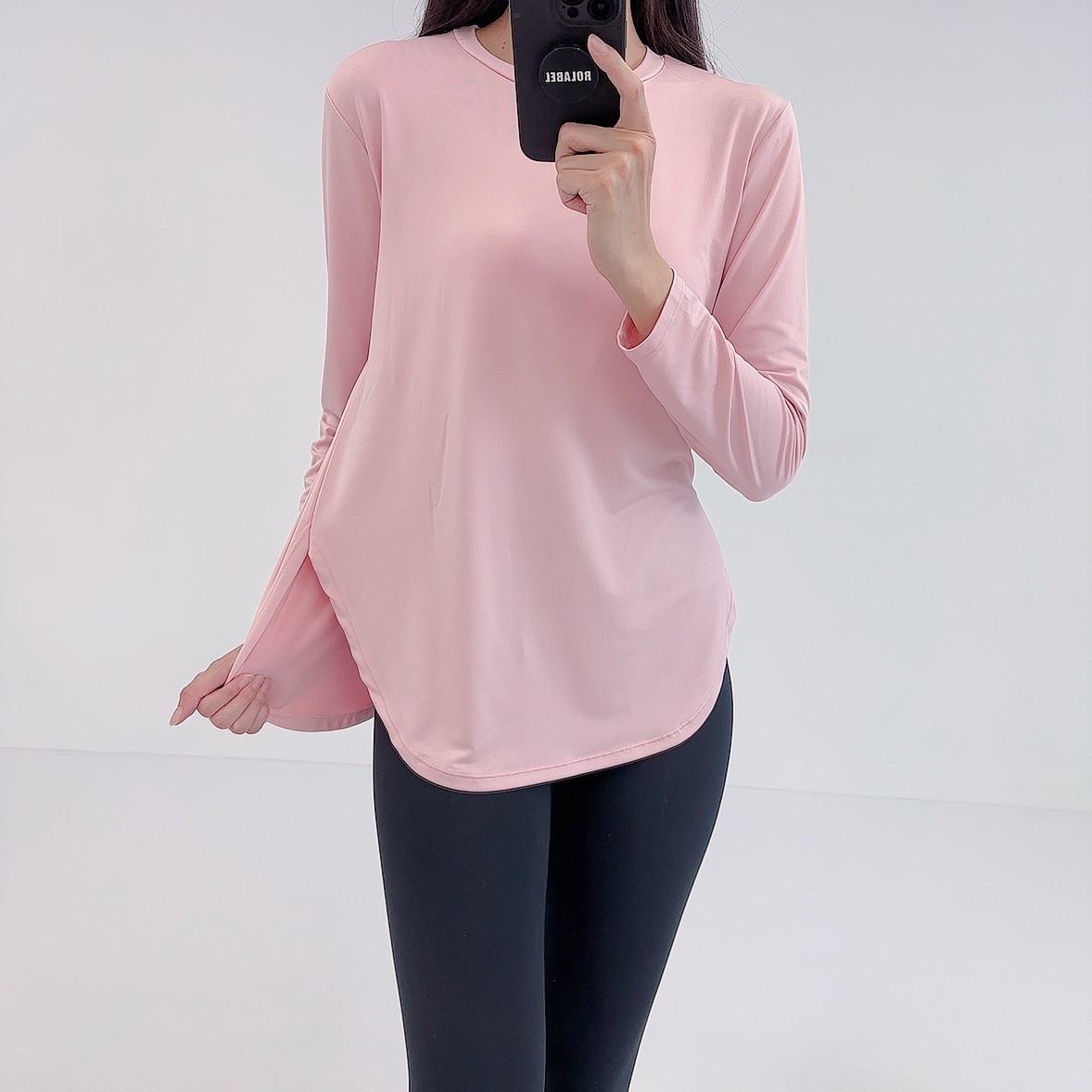 로라벨 로키 필라테스복 여성 요가복 필라테스옷 요가 상의 빅사이즈 커버업 운동복 긴팔 숏 - 상세 이미지 3