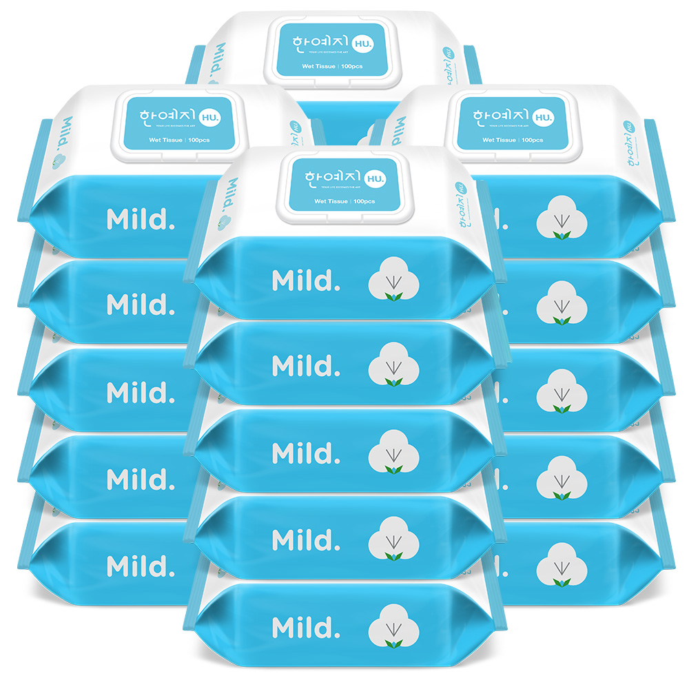 한예지 휴 마일드 물티슈 캡형 100매, 20개