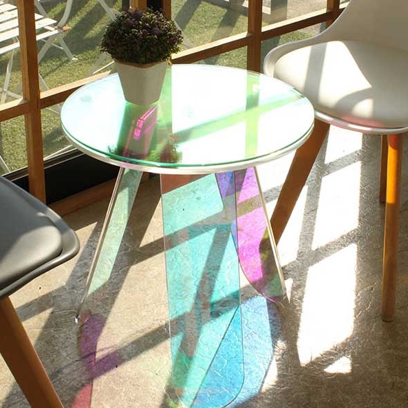 투명 아크릴 테이블 홀로그램 테이블 거실용 높은 소파 테이블