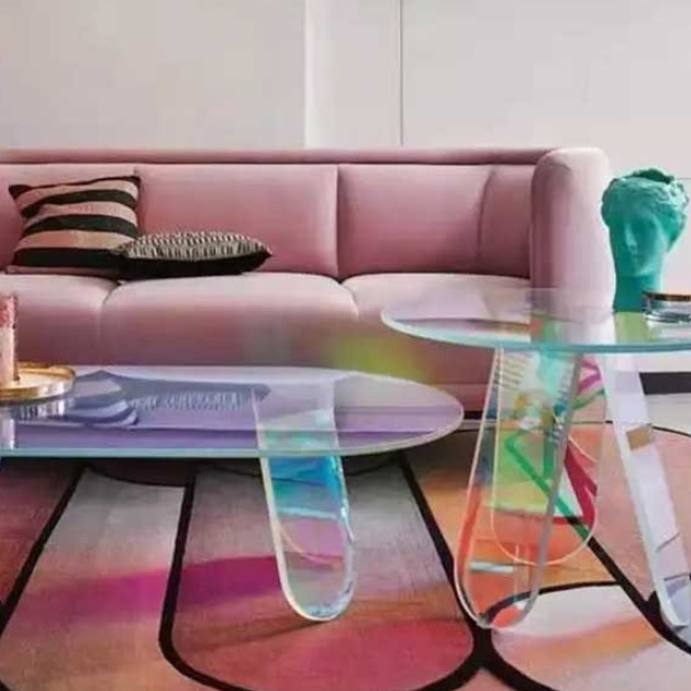 투명 아크릴 테이블 홀로그램 테이블 거실용 높은 소파 테이블