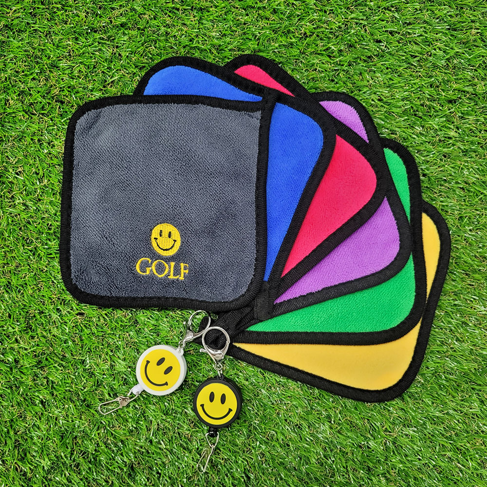 스마일 골프 수건 골프공 볼 타올 골프악세사리 캐디용품 양면 릴 5종세트