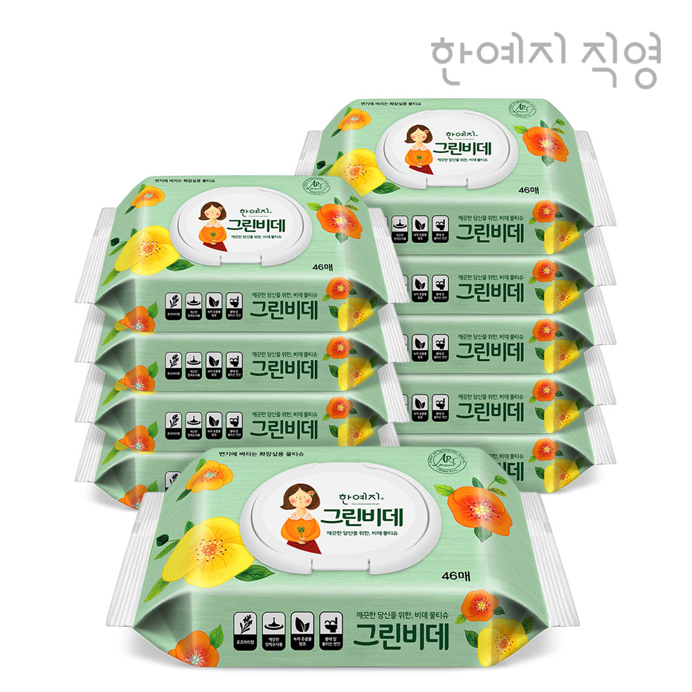 한예지 그린비데 물티슈 캡형 46매, 10개