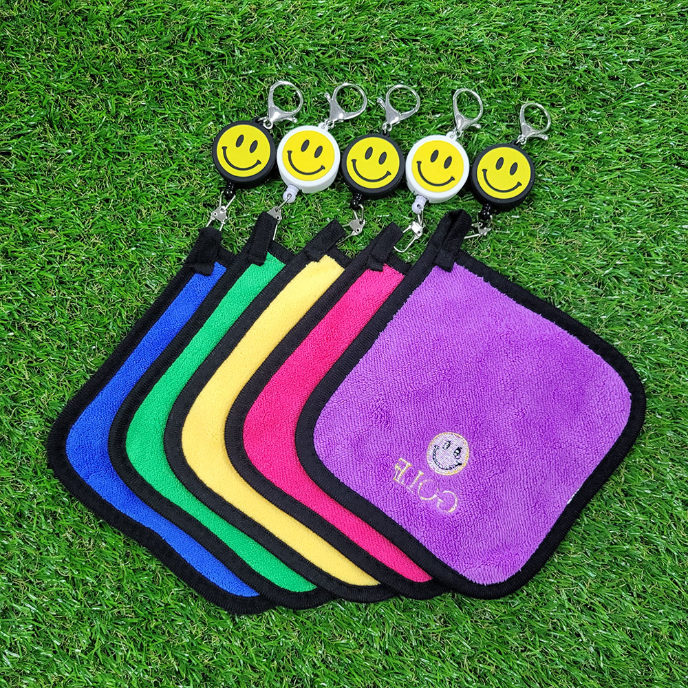 스마일 골프 수건 골프공 볼 타올 골프악세사리 캐디용품 양면 릴 5종세트