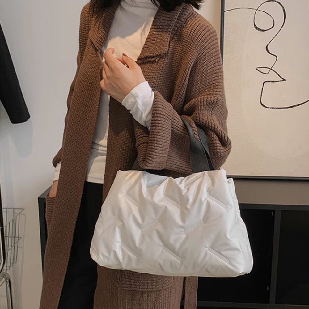 패딩가방 퀄티트 퀄팅 스퀘어 누빔 여성 토트백 - 상세 이미지 2