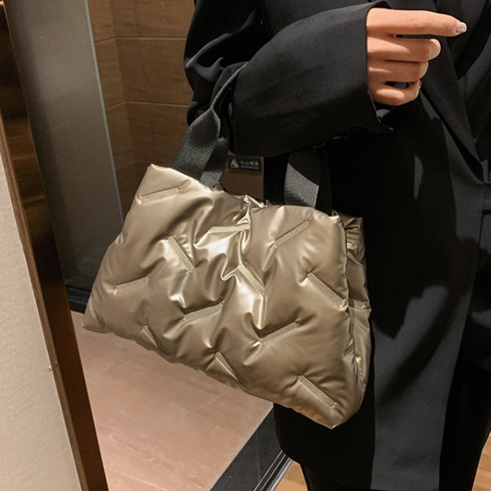 패딩가방 퀄티트 퀄팅 스퀘어 누빔 여성 토트백 이미지 7