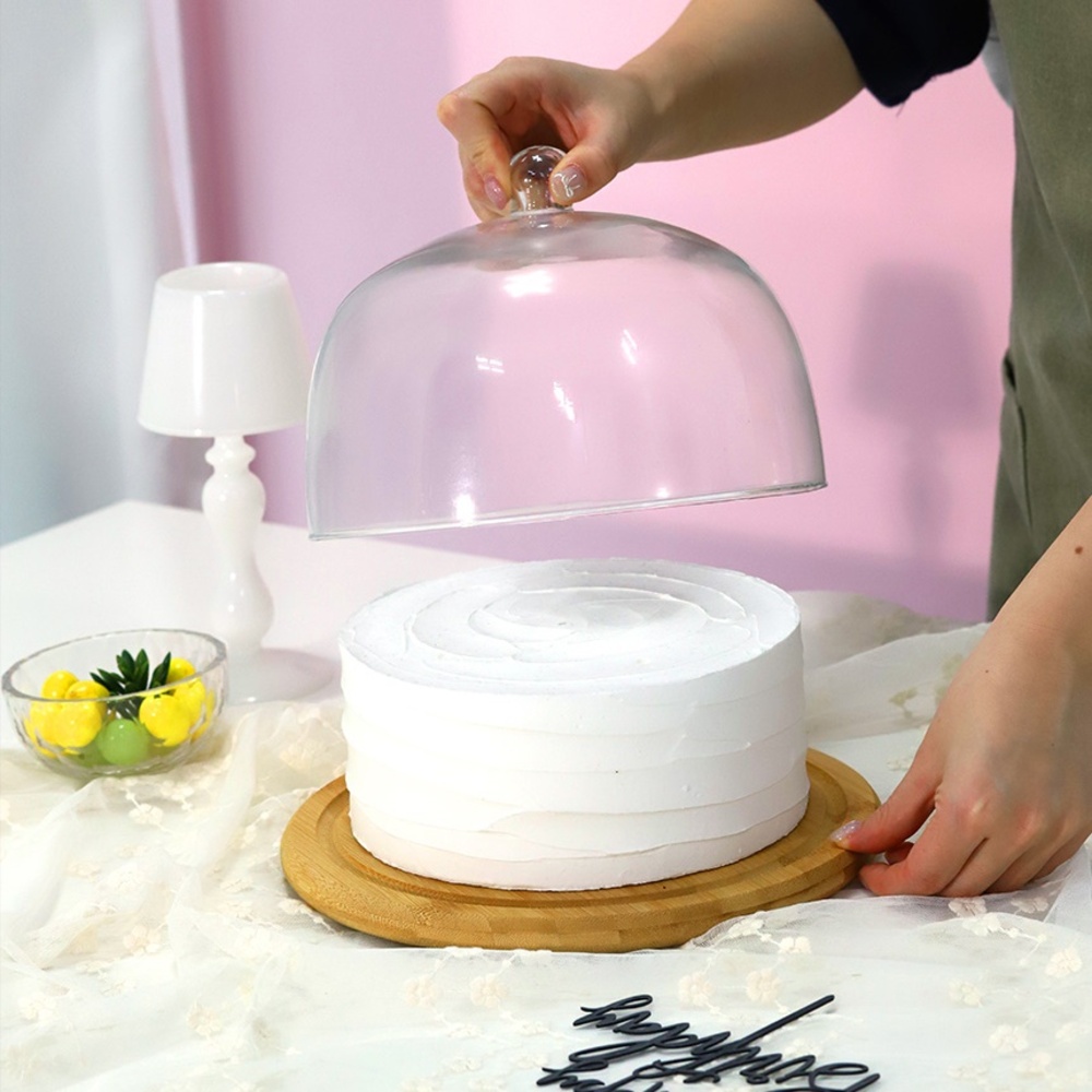 우드 케이크 돔 덮개 커버 케익 디저트 빵 보관함 유리 푸드커버 뚜껑 트레이 - 상세 이미지 3