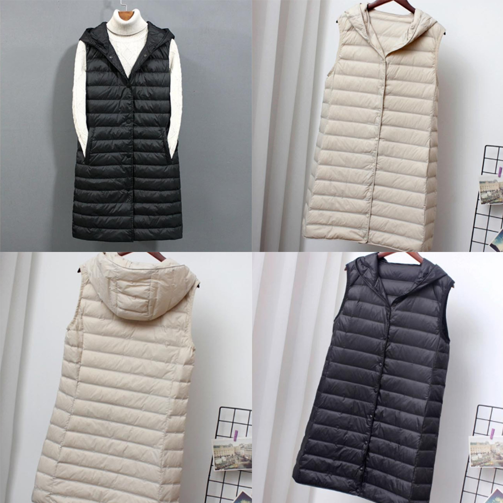 L-2XL 여성 패딩 조끼 롱 가을 봄 간절기 경량 여자 이너 겨울 따듯한 가벼운 캐쥬얼 이미지 1