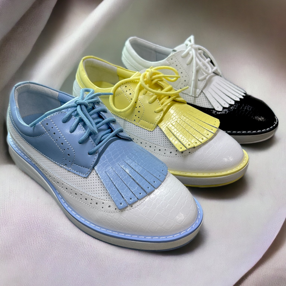 헬로버디 여성 골프화 스파이크리스 소가죽 수제화 태슬