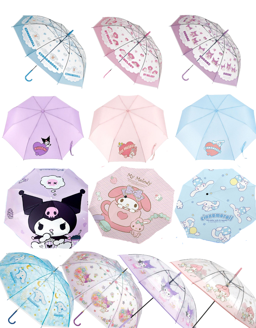 산리오 우산 초등학생 3단 양산 시나모롤 쿠로미 마이멜로디 포차코 투명