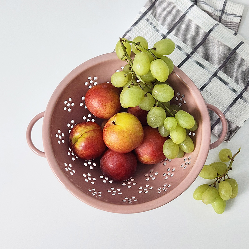 에지리 레모 법랑 콜렌더 소쿠리 타공 채반 과일보관 물빠짐 바구니