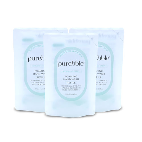 퓨어블 포밍 핸드워시 손세정제 리필파우치 그린 300ml 3개