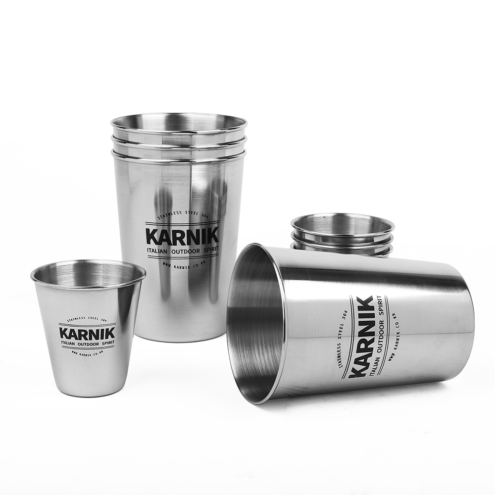 카르닉 304 스텐 캠핑컵 세트 8p 스테인리스 맥주잔 소주잔 나들이 파우치세트