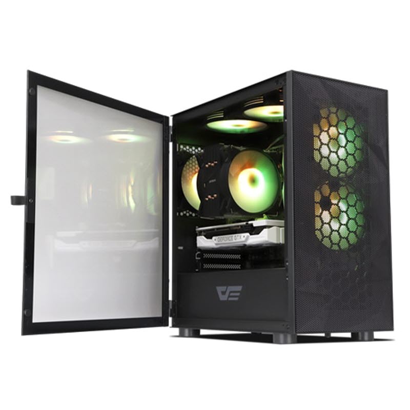 다크플래쉬 darkFlash DLM21 RGB MESH 강화유리 미들타워 컴퓨터 PC 케이스 (블랙) : 마스터셀러
