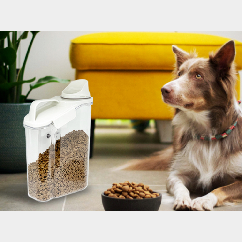 위드레오 강아지 고양이 사료통 밀폐 보관 흰색 2000ml - 메인 이미지