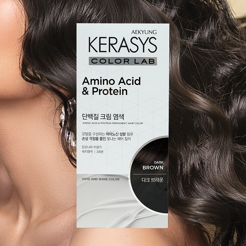 케라시스 컬러랩 단백질 크림 염색 다크브라운 새치염색 3회분 염색빗 포함