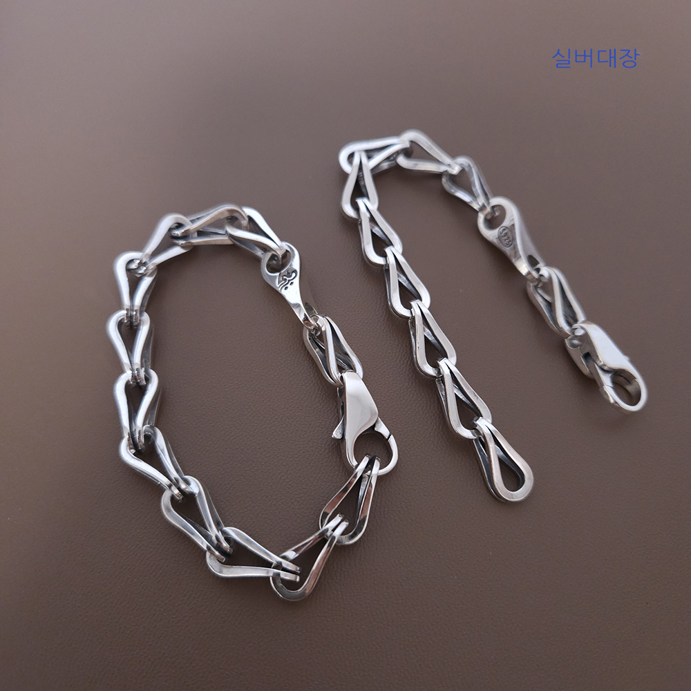 8mm 실버 925 패션 커플 빈티지 엔틱 남성 여자 볼드 선물 은 팔찌 - 상세 이미지 4