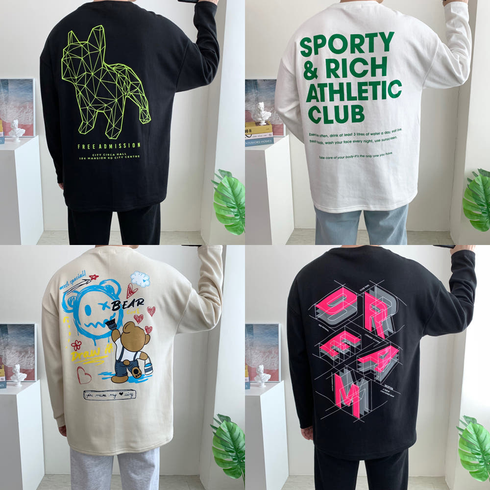 남자긴팔티 오버핏 프린팅 면 커플 가격 비교 마이클로드 남자긴팔티 오버핏 프린팅 면 커플