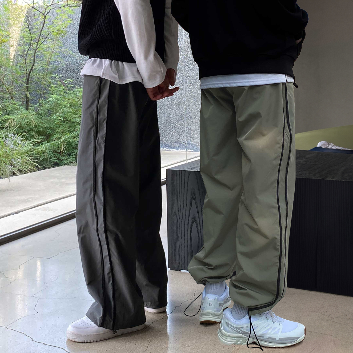 옆라인 남자와이드팬츠 벌룬팬츠 남자통바지 통넓은바지 - 상품 이미지