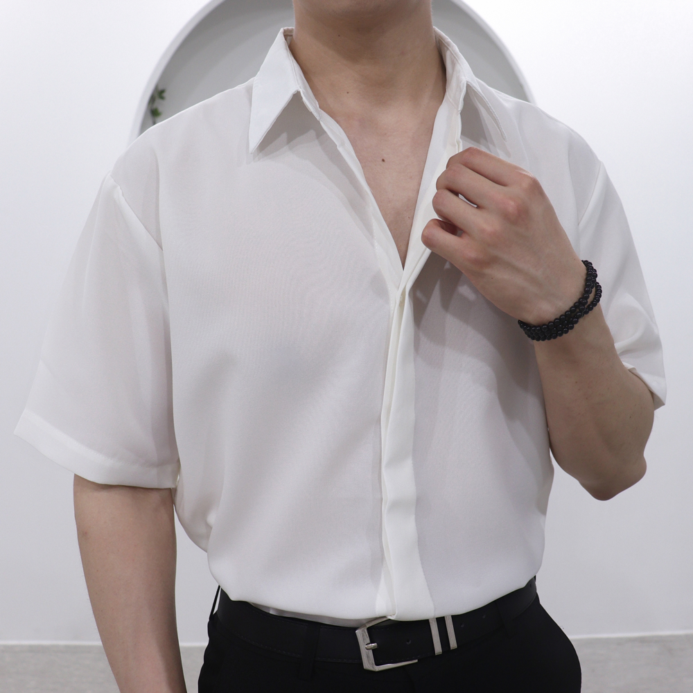 링클프리반팔셔츠 구김없는와이셔츠 남자흰셔츠 - 상세 이미지 3