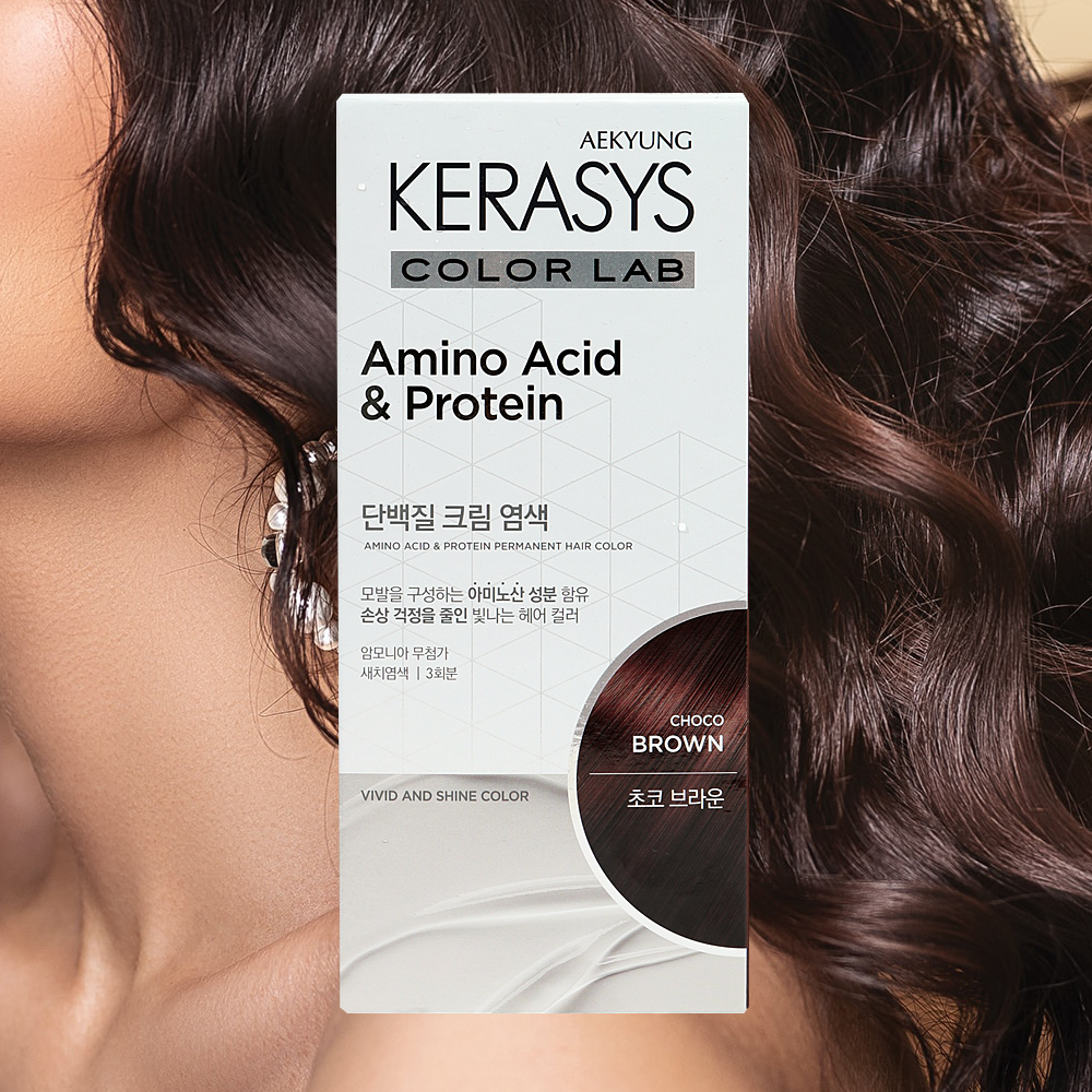 케라시스 컬러랩 단백질 크림 염색 초코브라운 새치염색 3회분 염색빗 포함