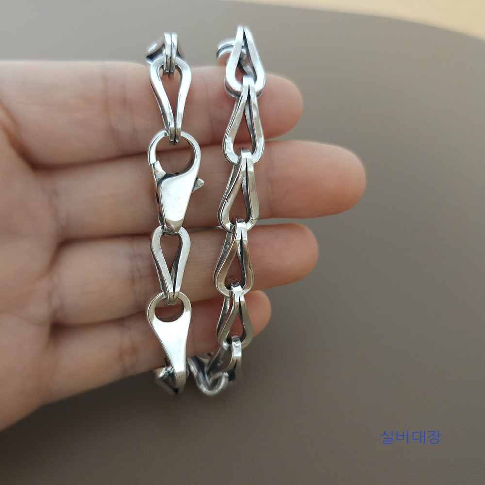 8mm 실버 925 패션 커플 빈티지 엔틱 남성 여자 볼드 선물 은 팔찌 - 상세 이미지 2