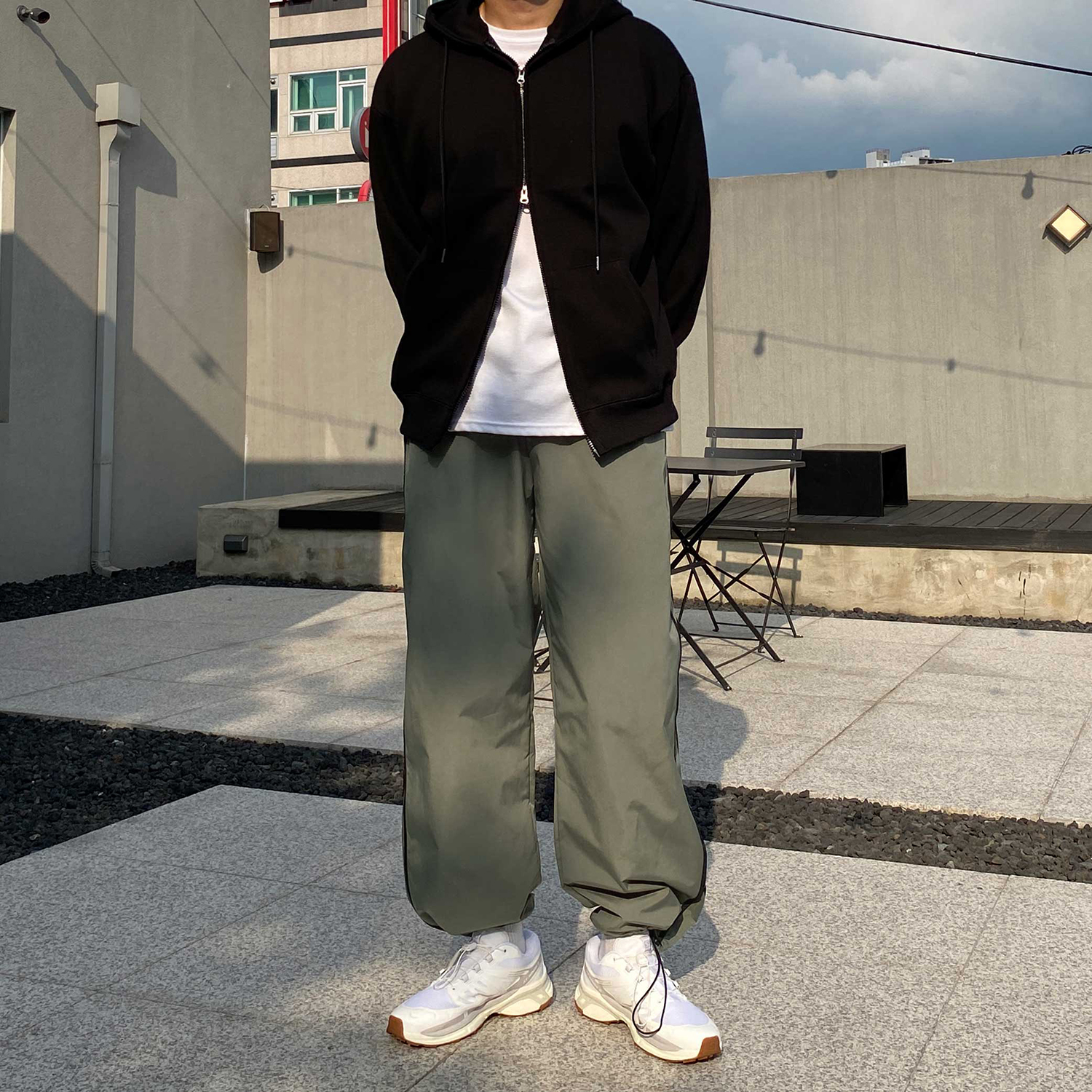 옆라인 남자와이드팬츠 벌룬팬츠 남자통바지 통넓은바지 - 상세 이미지 4