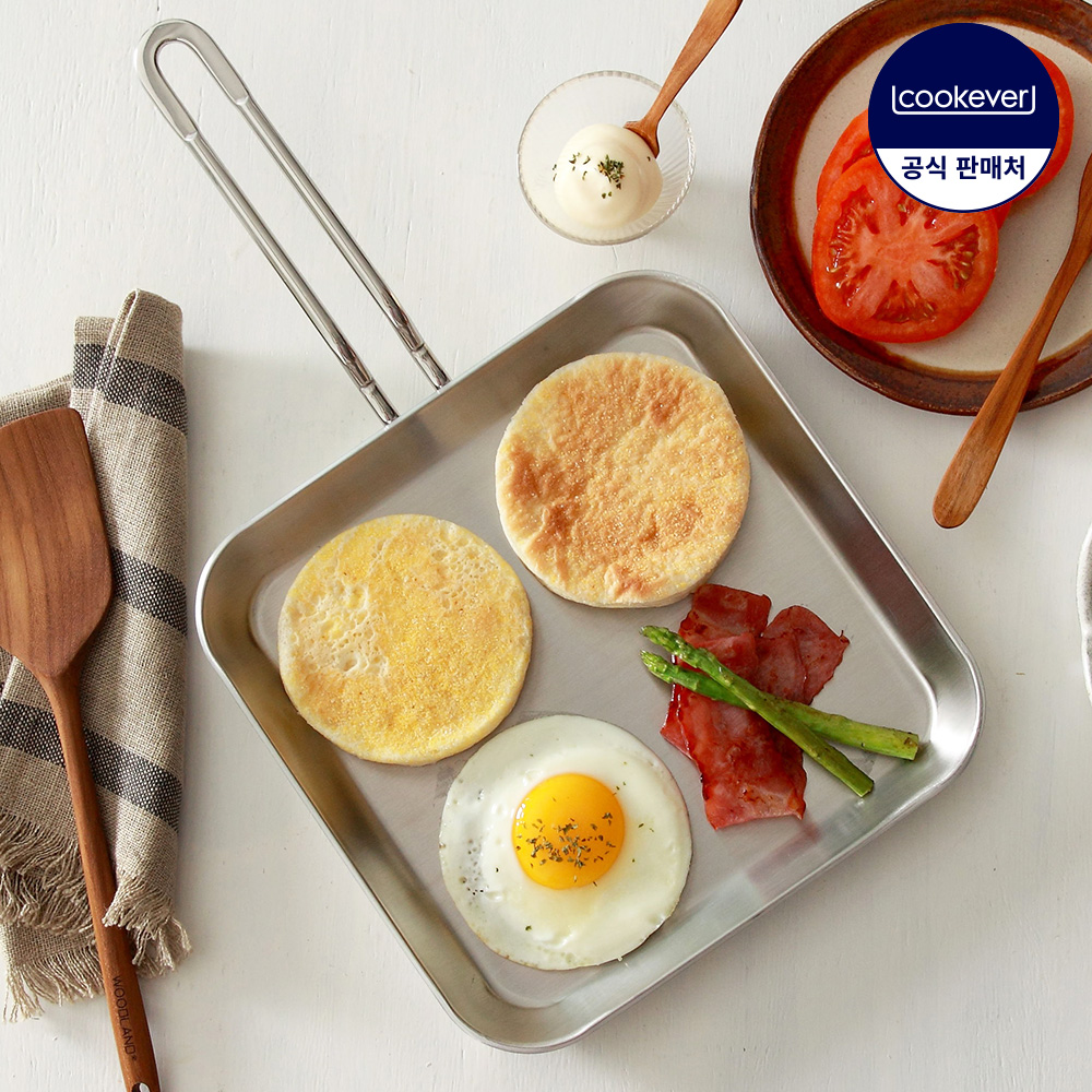 쿡에버 통3중 스텐 사각팬 24cm / 사각프라이팬 계란말이팬 그리들