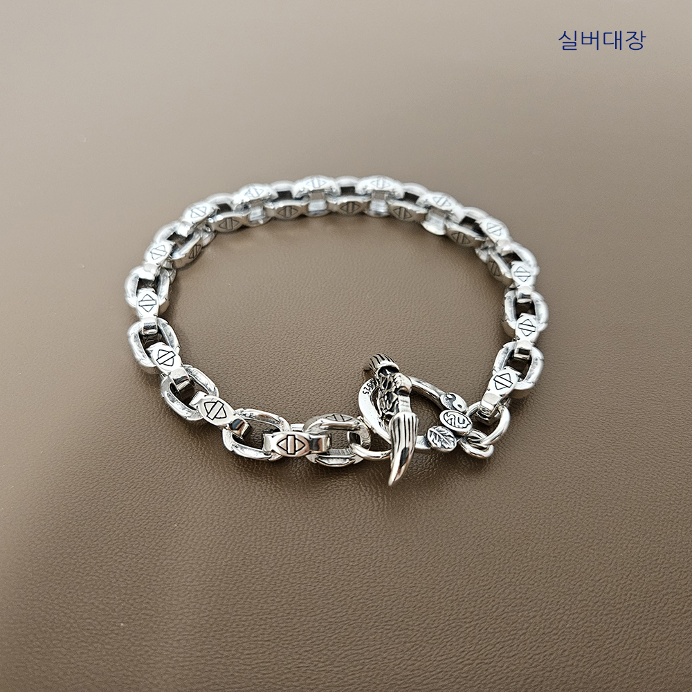 6.8mm 실버 925 빈티지 엔틱 패션 해골 남성 여자 체인 유화 선물 은 팔찌 - 상세 이미지 4