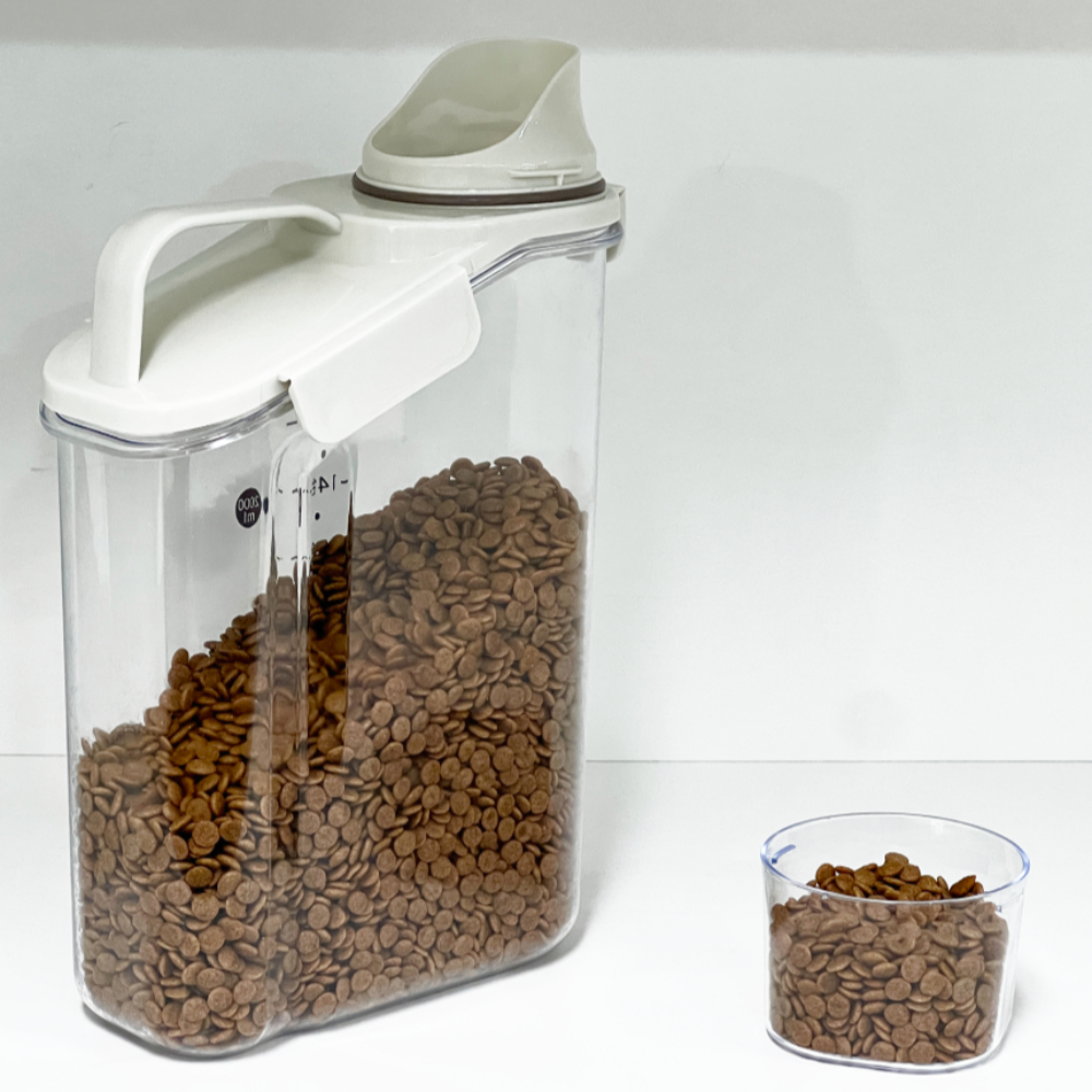 위드레오 강아지 고양이 사료통 밀폐 보관 흰색 2000ml - 상세 이미지 3