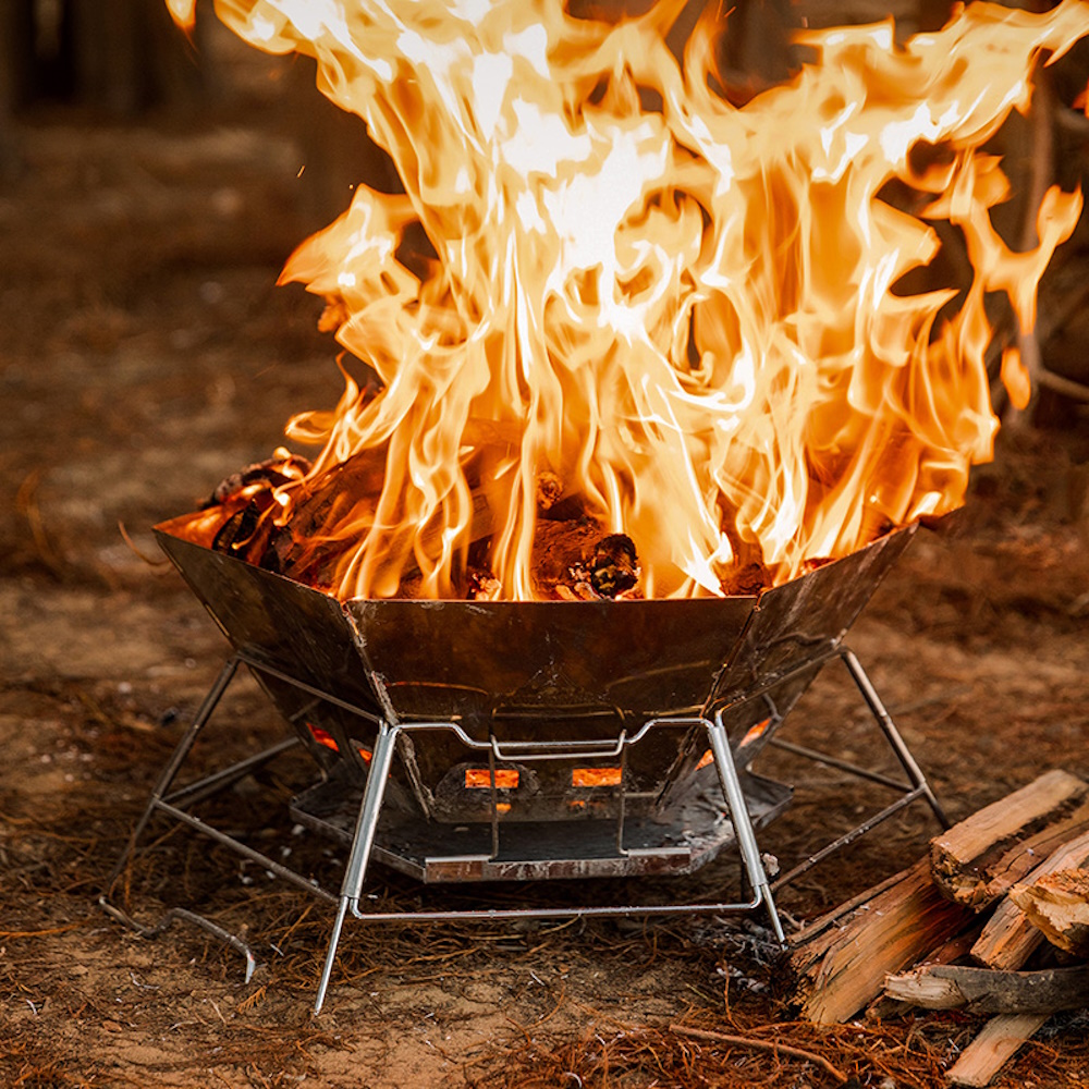 캠핑 화로대 접이식 육각형 바베큐 그릴 불멍 장작